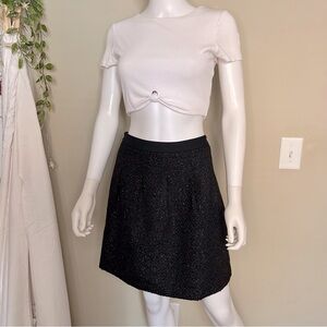 LOFT Black Sparkly Textured A-Line Skirt
